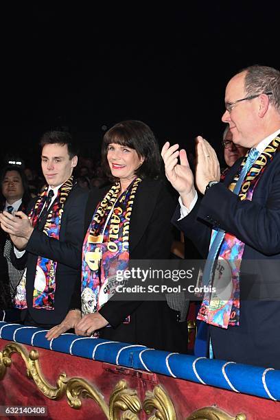 Louis Ducruet, Princess Stephanie of Monaco and Prince Albert II of Monaco attend the 41th Monte-Carlo International Circus Festival on January 19,...