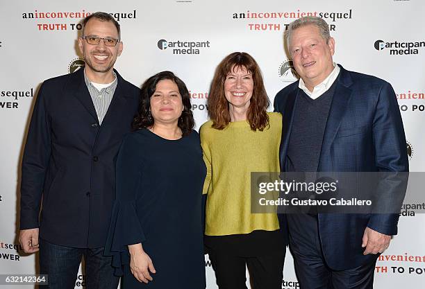 Co-director/cinematographer Jon Shenk, co-director Bonnie Cohen, EVP, Documentary Film Participant Media Diane Weyermann and Former Vice President of...