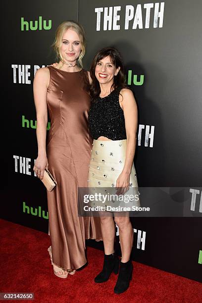 Leven Rambin and Jessica Goldberg attend the premiere of Hulu's "The Path" Season 2 at Sundance Sunset Cinema on January 19, 2017 in Los Angeles,...