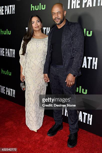 Rockmond Dunbar and wife Maya Gilbert attend the premiere of Hulu's "The Path" Season 2 at Sundance Sunset Cinema on January 19, 2017 in Los Angeles,...