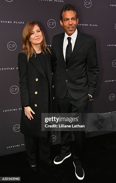 Actress Ellen Pompeo and husband Chris Ivery arrive for the unveiling celebration of the new Century Plaza Hotel and residences in Century City on...