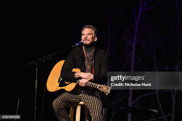 Recording artist Kenny Loggins performs onstage during An Artist at the Table Benefit during the 2017 Sundance Film Festival at DeJoria Center on...