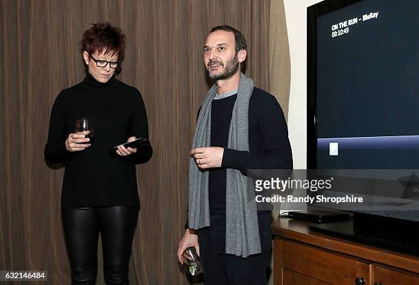 Director Tricia Nolan and Jeff Vespa attend Jeff Vespa and CreativeFuture Celebrate Tricia Nolan and The Horizon Awards party on January 19, 2017 in...