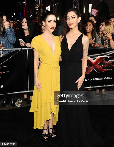 Lisa Origliasso and Jessica Origliasso of The Veronicas attend the premiere of "xXx: Return of Xander Cage" at TCL Chinese Theatre IMAX on January...