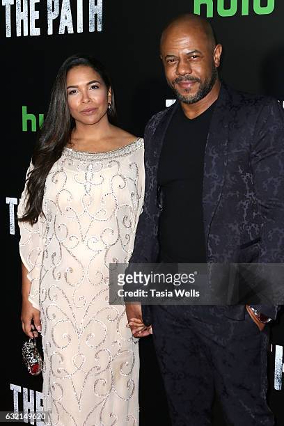 Actor Rockmond Dunbar and Maya Gilbert attend the premiere of Hulu's "The Path" Season 2 at Sundance Sunset Cinema on January 19, 2017 in Los...