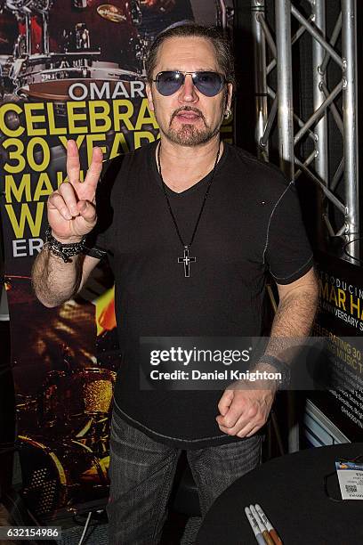 Drummer Eric Singer of KISS celebrates 30 years of playing Pearl Drums at The 2017 NAMM Show - Day 1 on January 19, 2017 in Anaheim, California.