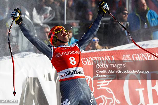 Christof Innerhofer of Italy takes 2nd place during the Audi FIS Alpine Ski World Cup Men's Super-G on January 20, 2017 in Kitzbuehel, Austria