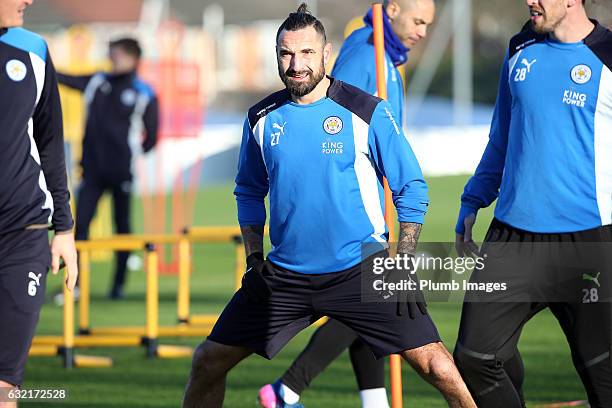 January 20: Marcin Wasilewski during the Leicester City training session at Belvoir Drive Training Complex on January 20 , 2017 in Leicester, United...