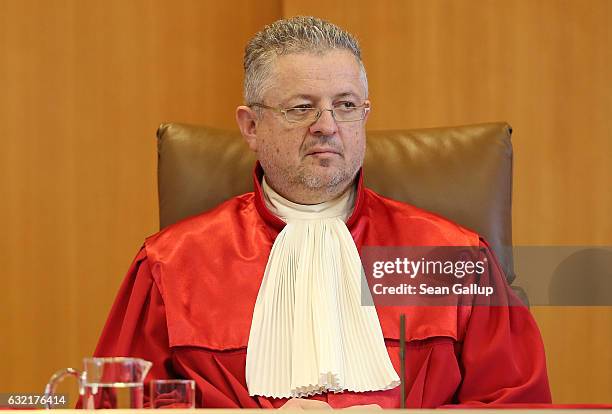 Judge Peter Huber, member of the Second Senate of the Federal Constitutional Court , attends the court's session in which it announced its verdict...