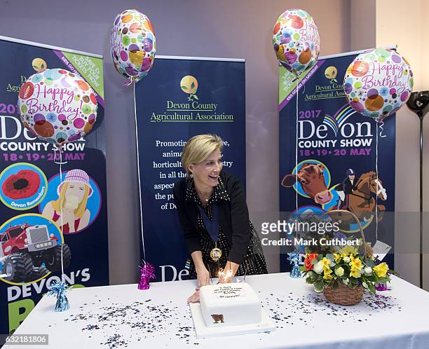 Sophie, Countess of Wessex on the occasion of her 52nd birthday attends The Devon County Agricultural Association's AGM as President at Westpoint on...