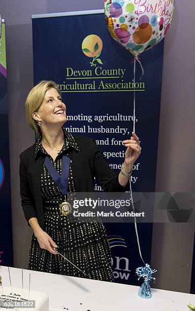 Sophie, Countess of Wessex on the occasion of her 52nd birthday attends The Devon County Agricultural Association's AGM as President at Westpoint on...