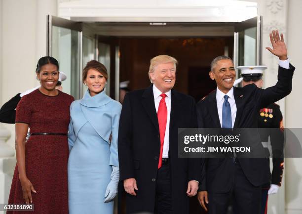 President Barack Obama and First Lady Michelle Obama welcome President-elect Donald Trump and his wife Melania to the White House in Washington, DC...