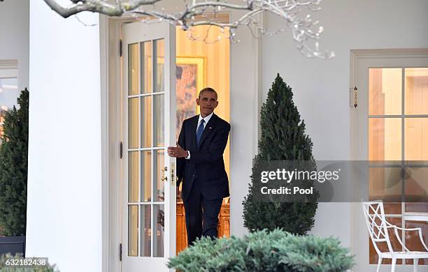 President Barak Obama leaves the White House for the final time as President as the nation prepares for the inauguration of President-elect Donald...