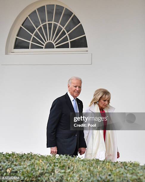 Vice President Joe Biden and Dr. Jill Biden leaves the White House for the final time as the nation prepares for the inauguration of President-elect...