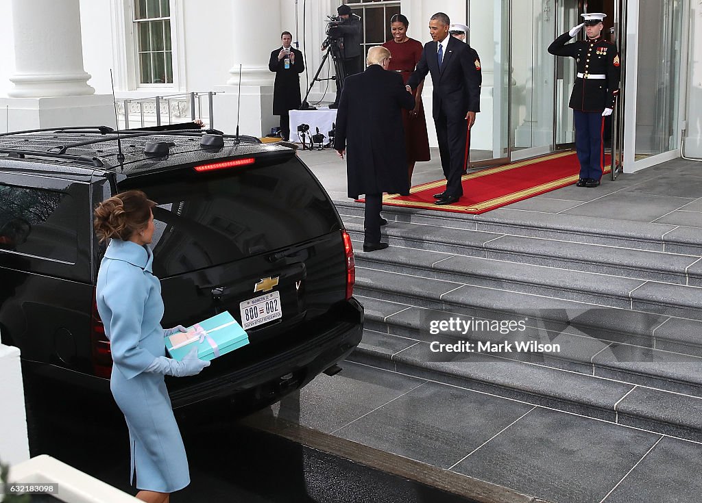 Donald And Melania Trump Arrive At White House Ahead Of Inauguration