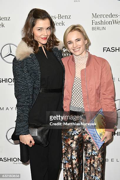 Susan Hoecke and Annie Hoffmann attend the Dawid Tomaszewski X Patrizia Aryton show during the Mercedes-Benz Fashion Week Berlin A/W 2017 at Kaufhaus...