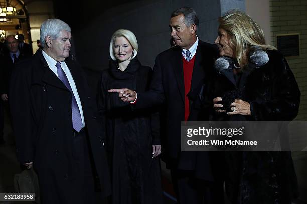 Former Speaker of the House Newt Gingrich, his wife Callista Gingrich, former Speaker of the House John Boehner and his wife Deborah Boehner arrive...