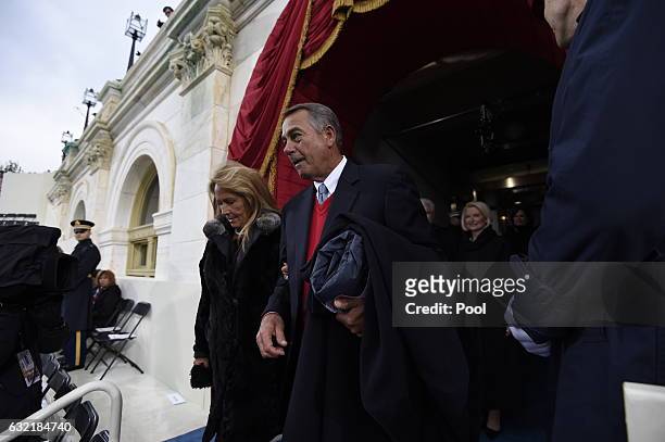 Former Speaker of the House John Boehner and his wife Debbie arrive for the Presidential Inauguration of Trump at the US Capitol on January 20, 2017...