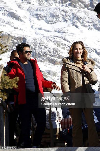 Actor Jamel Debbouze and his wife Journalist Melissa Theuriau attend "L'Embarras du Choix" Photocall At Hotel Chamois d'Or on January 20, 2017 in...
