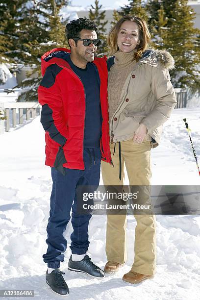 Actor Jamel Debbouze and his wife Journalist Melissa Theuriau attend "L'Embarras du Choix" Photocall At Hotel Chamois d'Or on January 20, 2017 in...