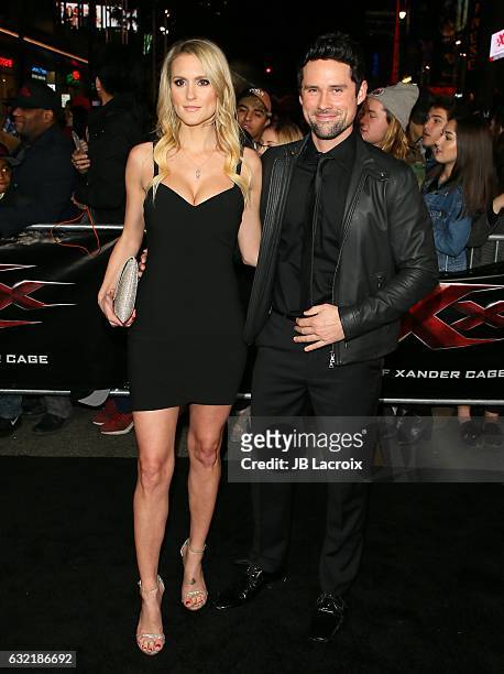 Ben Hollingsworth and Nila Myers attend the premiere of Paramount Pictures' 'xXx: Return Of Xander Cage' on January 19, 2017 in Los Angeles,...