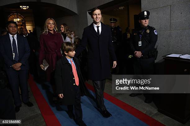 Jared Kushner, senior advisor to President-elect Donald Trump, and Vanessa Trump arrive on the West Front of the U.S. Capitol on January 20, 2017 in...