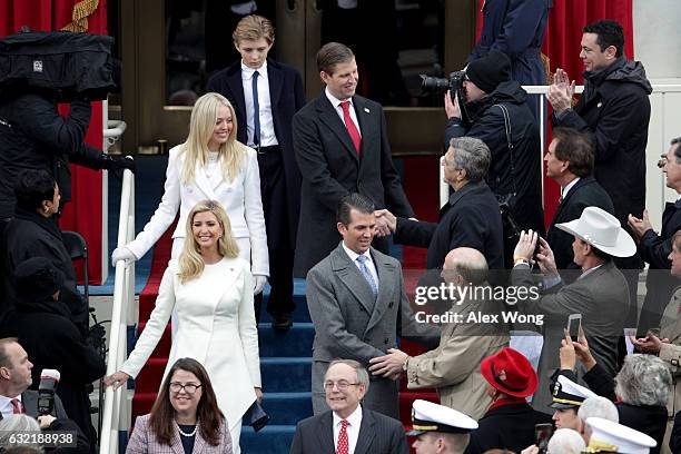 Donald Trump's children Ivanka Trump , Tiffany Trump, Donald Trump Jr, and Eric Trump arrive on the West Front of the U.S. Capitol on January 20,...