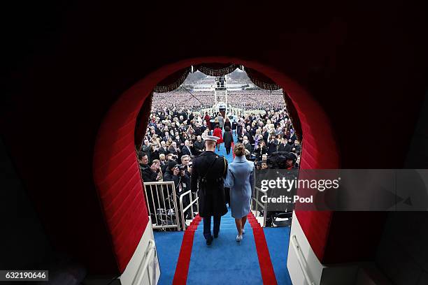 First lady elect Melania Trump arrives for the Presidential Inauguration of Donald Trump at the US Capitol on January 20, 2017 in Washington, DC....