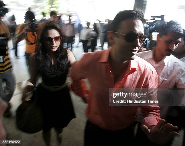 Team Mohali's owner Priety Zinta and Ness Wadia arrives for a meeting with IPL franchise owners in Mumbai at BCCI on Sunday at BCCI on Sunday.