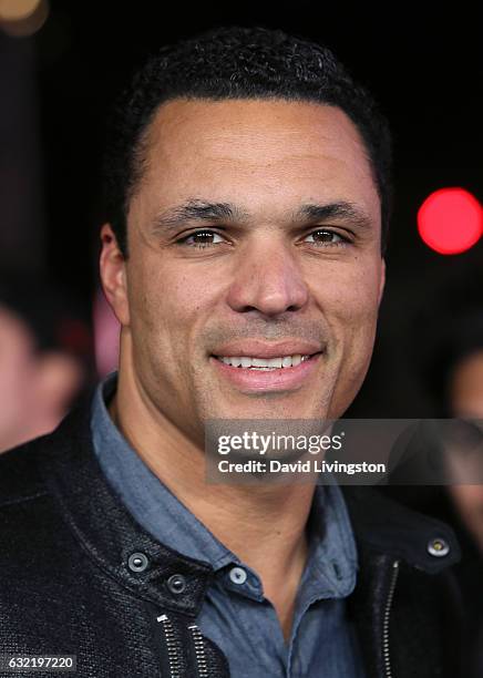 Former NFL player/actor Tony Gonzalez attends the premiere of Paramount Pictures' "xXx: Return of Xander Cage" at TCL Chinese Theatre IMAX on January...