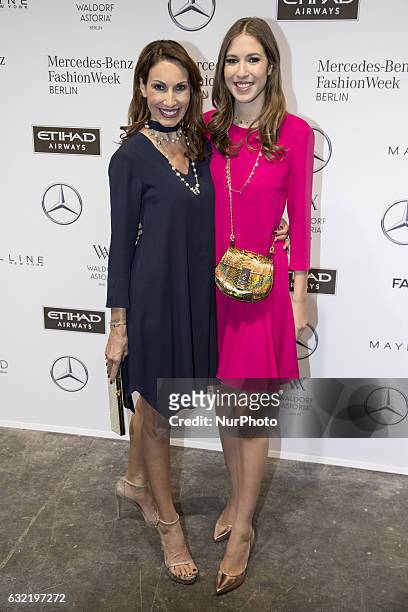 Dagmar Koegel and Alana Siegel attend the Riani show during the Mercedes-Benz Fashion Week Berlin A/W 2017 at Kaufhaus Jandorf in Berlin, Germany on...