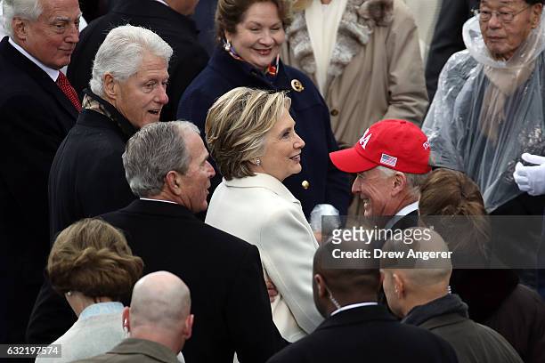Former President Bill Clinton, former President George W. Bush, former Democratic presidential nominee Hilary Clinton and former Vice President Dan...