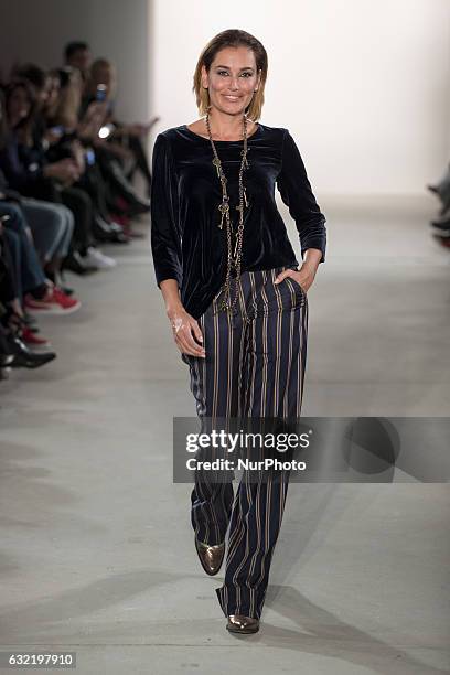 Jana Ina Zarrella runs the runway at the Riani show during the Mercedes-Benz Fashion Week Berlin A/W 2017 at Kaufhaus Jandorf in Berlin, Germany on...