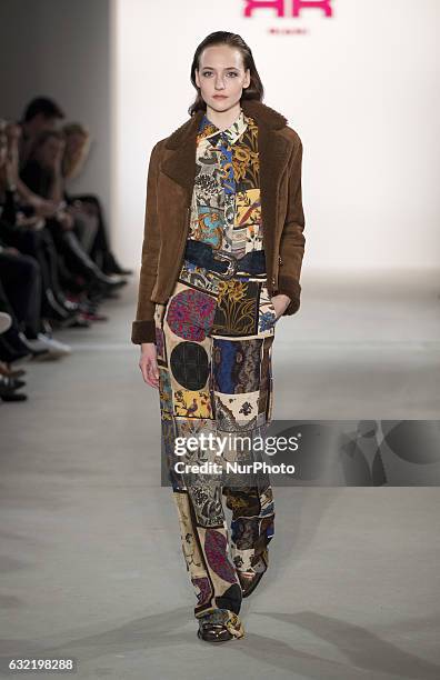 Model runs the runway at the Riani show during the Mercedes-Benz Fashion Week Berlin A/W 2017 at Kaufhaus Jandorf in Berlin, Germany on January 17,...