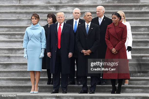 First Lady Melania Trump, Karen Pence, President Donald Trump, Vice President Mike Pence, former president Barack Obama, former vice president Joe...