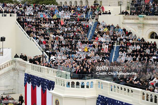 President Donald Trump delivers his inaugural address on the West Front of the U.S. Capitol on January 20, 2017 in Washington, DC. In today's...
