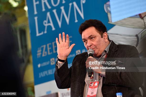 Actor Rishi Kapoor in conversation with Rachel Dwyer during 'Main Shayar Toh Nahin' session at the Jaipur Literature Fest 2017 on January 20, 2017 in...