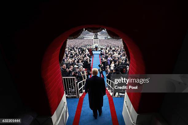 President-elect Donald J. Trump arrive at the inauguration of Donald J. Trump at the United States Capitol on January 20, 2017 in Washington, DC....