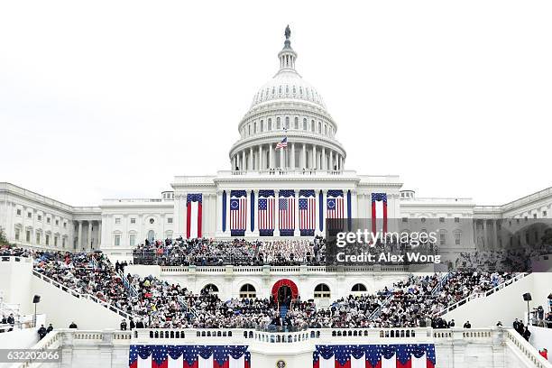 President Donald Trump delivers his inaugural address on the West Front of the U.S. Capitol on January 20, 2017 in Washington, DC. In today's...