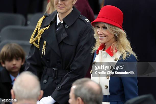Counselor to the President Kellyanne Conwayarrives on the West Front of the U.S. Capitol on January 20, 2017 in Washington, DC. In today's...