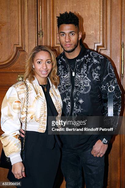 Olympic Champions of Boxe, Estelle Mossely and Tony Yoka attend the Givenchy Menswear Fall/Winter 2017-2018 show as part of Paris Fashion Week on...