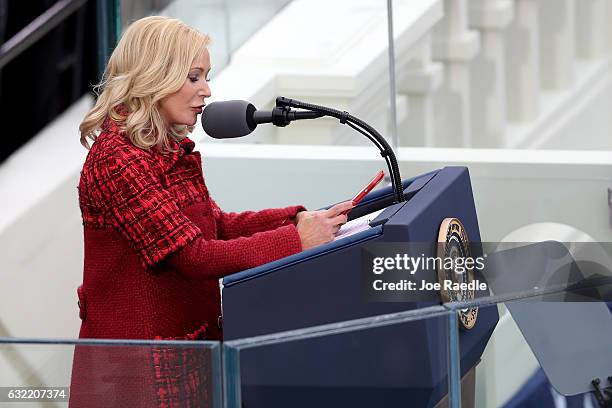 Pastor Paula White-Cain speaks on the West Front of the U.S. Capitol on January 20, 2017 in Washington, DC. In today's inauguration ceremony Donald...