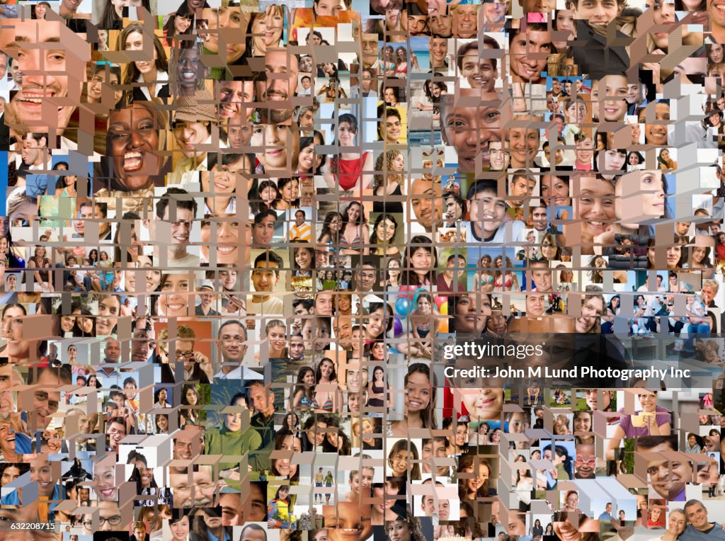 Grid in montage of faces