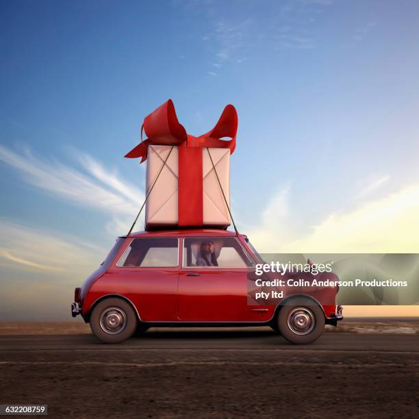pacific islander woman hauling gift on car - arizona christmas stock illustrations
