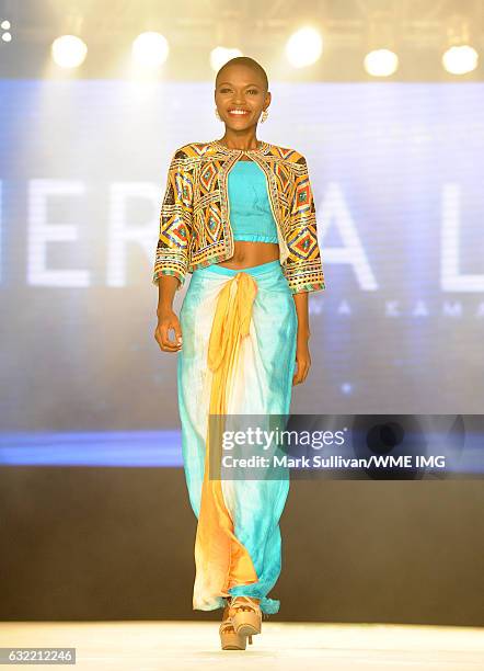 Miss Universe Sierra Leone, Hawa Kamara, on the runway during the Davao fashion show in in Davao, Philippines on January 19, 2017. The Miss Universe...