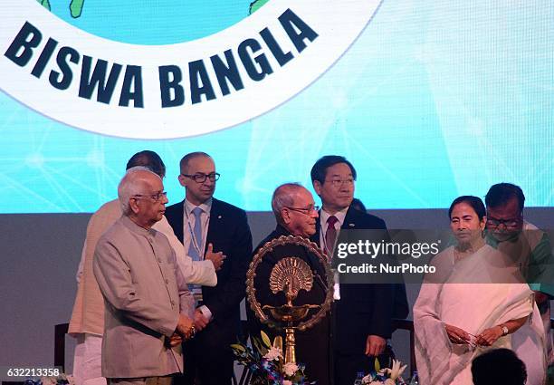 Indian President, Pranab Mukherjee and West Bengal chief minister Mamata Banerjee during the inauguration ceremony of the third edition of Bengal...