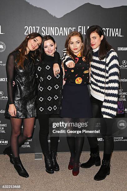 Actresses Rebecca Dayan, Eline Powell, Morgan Saylor and Margaret Qualley attend the "Novitate" premiere during day 2 of the 2017 Sundance Film...