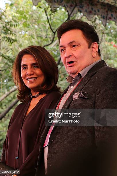 Bollywood actor-couple Rishi Kapoor and Neetu Kapoor during the ZEE Jaipur Literature Festival at Diggi Palace in Jaipur , Rajasthan , India on 20th...