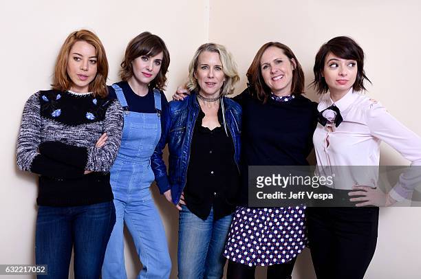 Actors Aubrey Plaza, Alison Brie, Lauren Weedman, Molly Shannon and Kate Micucci from the film "The Little Hours" pose for a portrait in the...