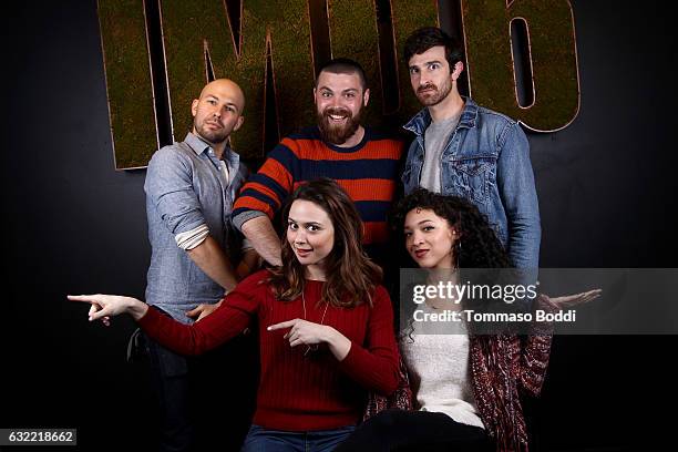 Filmmakers Benji Kleiman, Scott Yacyshyn, Stephen Cedars actresses Mary Nepi and Gabrielle Elyse of "Snatchers" attend The IMDb Studio featuring the...